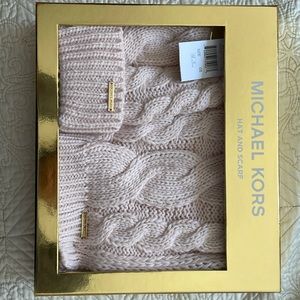 Brand new pink Michael Kors hat and scarf